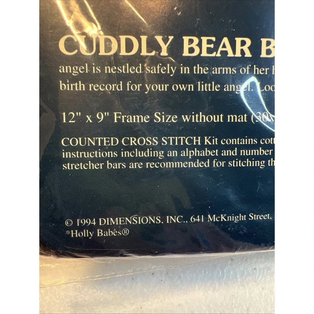Dimensions Sunset Counted Cross Stitch Kit Cuddly Bear Birth Babyhugs Record NOS